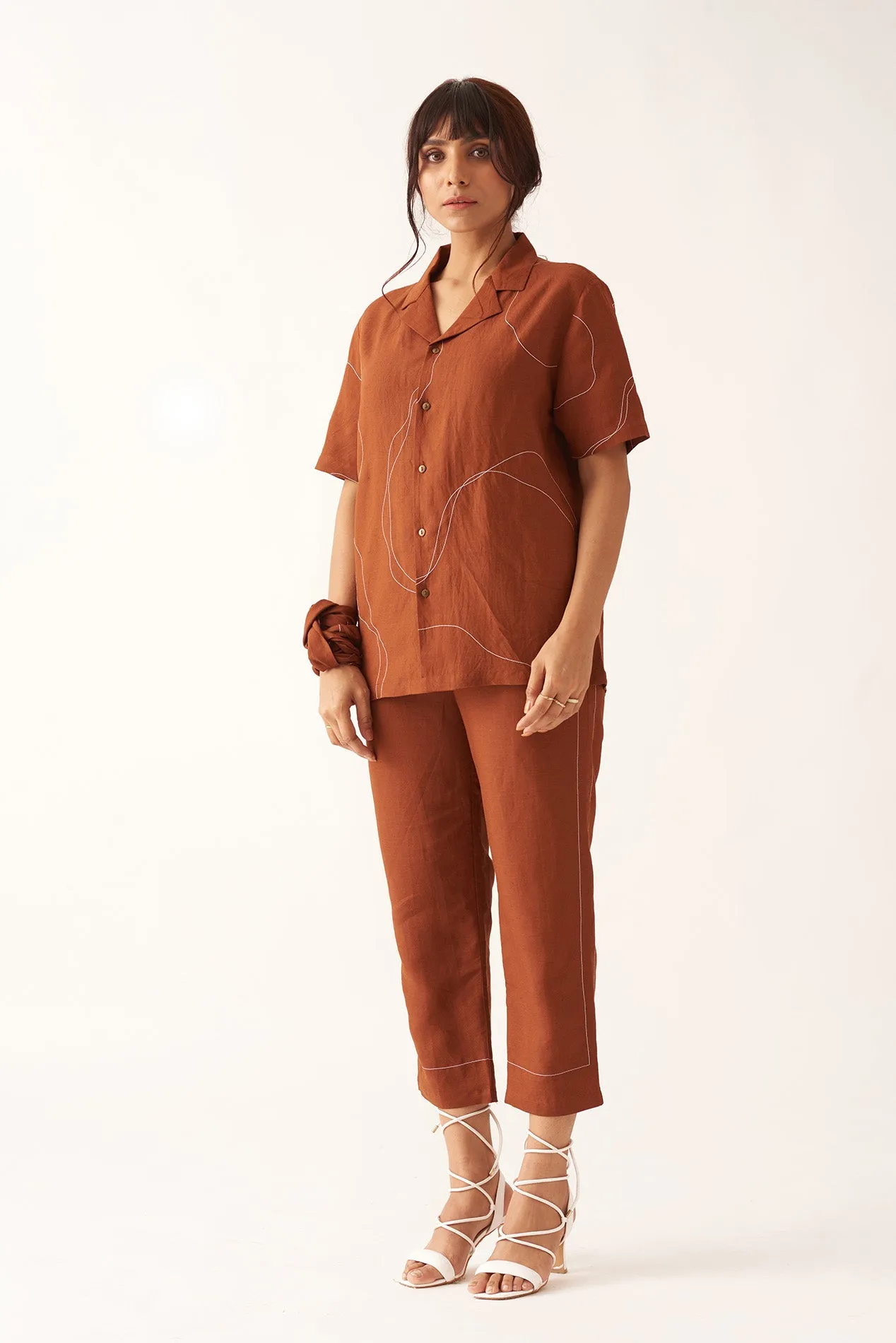 Women's Everyday Brown Comfortable Cotton Shirt