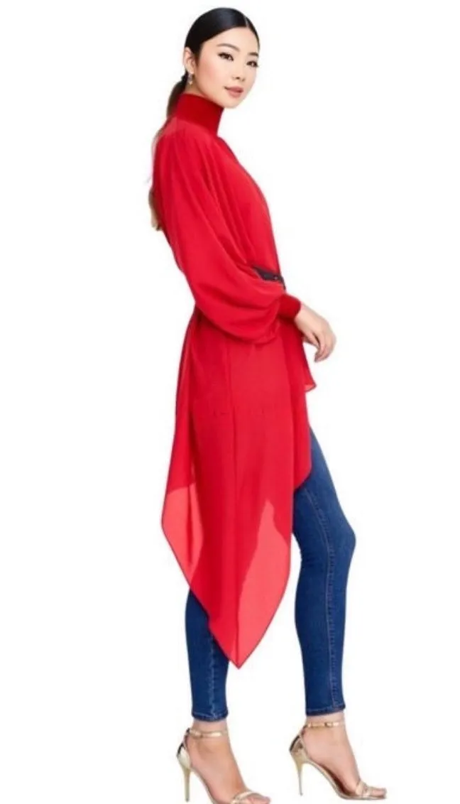 Women’s Sheer Red Asymmetric Tunic