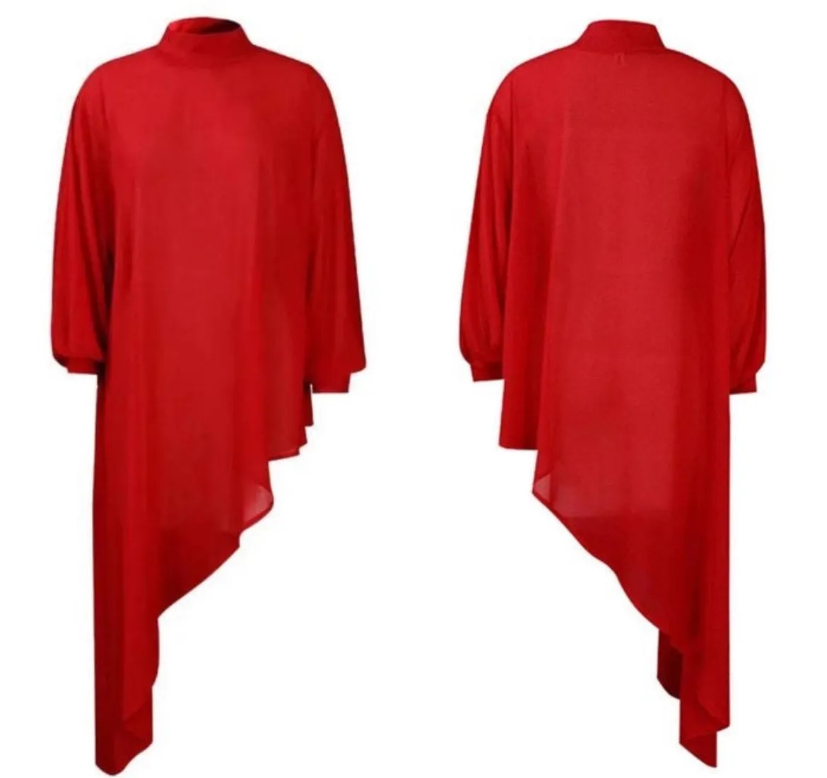 Women’s Sheer Red Asymmetric Tunic