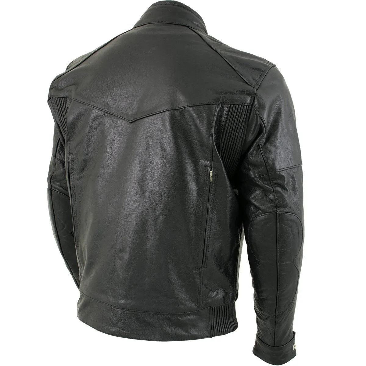 Xelement B4495 Men's Black 'Bandit' Buffalo Leather Cruiser Motorcycle Jacket with X-Armor Protection