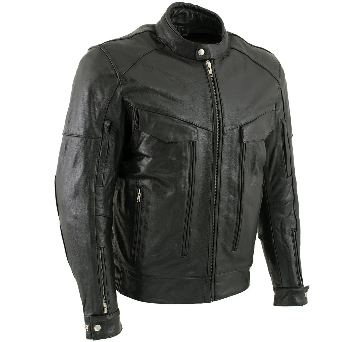 Xelement B4495 Men's Black 'Bandit' Buffalo Leather Cruiser Motorcycle